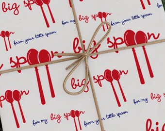 Big Spoon Wrapping Paper, Funny Couple Gift Wrap, Romantic Gift for Boyfriend or Girlfriend, Cute Relationship Gift Wrap