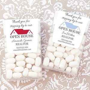 Printed Personalized Tic Tacs Mint Candy with Real Estate Open House Labels, Realtor Gift Tic Tac Favors CL127 (Set of 12)