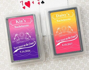 Personalized Last Toast On The Coast Playing Cards Party Favors, Bulk Bachelorette Playing Cards Favors CL202-T, Set of 10