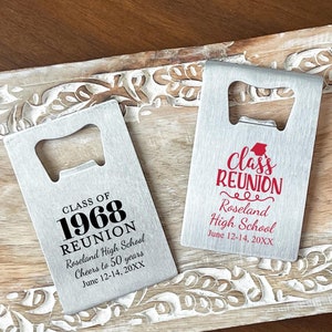 Printed Personalized Class Reunion Credit Card Bottle Opener Favors, Class Reunion Party Favors CL111 (Set of 24)