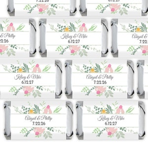 Printed Personalized Assorted Hershey’s Miniatures Chocolate Candy  Spring Flowers, Hershey&#39;s Mini Wedding Bridal Favors CL38 (Set of 30)
