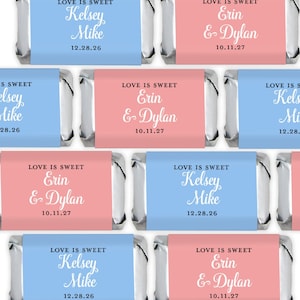 Printed Personalized Assorted Hershey’s Miniatures Chocolate Candy Love Is Sweet, Hershey&#39;s Mini Wedding Bridal Favors CL40 (Set of 30)