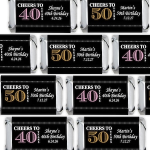 Printed Personalized Assorted Hershey’s Miniatures Chocolate Candy Cheers To Years, Hershey's Mini Birthday Party Favors CL87 (Set of 30)
