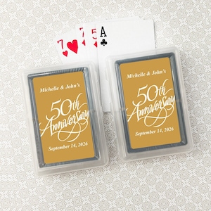 Printed Personalized Playing Cards with 50th Anniversary, 50th Anniversary Labels Playing Cards Anniversary Party Favors CL41 (Set of 10)