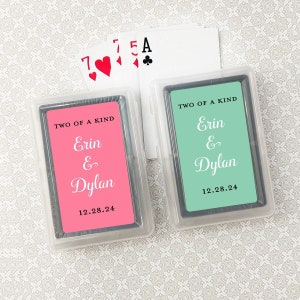 Printed Personalized Playing Cards with Couples Names Labels, Playing Cards Wedding Party Favors (Set of 10)