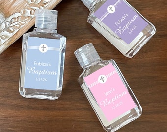 LABELS Only Personalized Cross Labels For Sanitizers, Baptism Christening Vertical Labels (Set of 18)