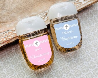 LABELS Only Personalized Cross Labels For Sanitizers, Baptism Christening Loop Labels (Set of 18)
