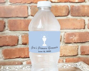 LABELS Only, Printed Personalized Water Bottle First Holy Communion Labels, First Communion Water Bottle Stickers Labels CL183 (Set of 12)