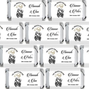 Printed Personalized Assorted Hershey’s Miniatures Chocolate Candy Til Death Do Us Party, Hershey&#39;s Mini Wedding Favors CL128 (Set of 30)