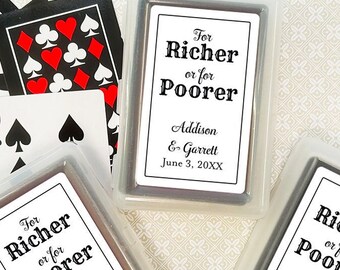 Wedding Bulk Playing Cards Favors, For Richer Or For Poorer Personalized Playing Cards Favors, Playing Cards Wedding Favors, Set of 10