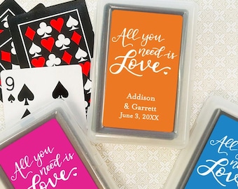 Wedding Bulk Playing Cards Favors, All You Need Is Love Personalized Playing Cards Favors, Playing Cards Wedding Party Favors, Set of 10