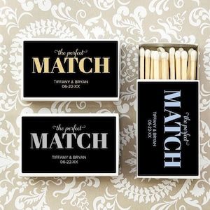 Wedding Bulk Matches, The Perfect Match Personalized Matchboxes Matches, The Perfect Match Matchboxes Wedding Party Favors, Set of 50