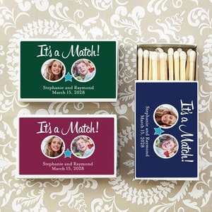 Wedding Bulk Matches, Photo Required It&#39;s a Match Personalized Matchboxes Matches, Photo Matchboxes Wedding Party Favors, Set of 50