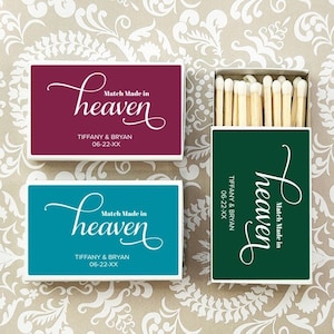Wedding Bulk Matches, Match Made in Heaven Personalized Matchboxes Matches, Match Made in Heaven Matchboxes Wedding Party Favors, Set of 50