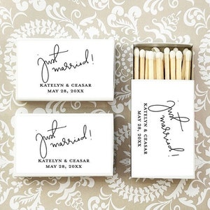 Wedding Bulk Matches, Just Married Personalized Matchboxes Matches, Just Married Matchboxes Wedding Party Favors, Set of 50