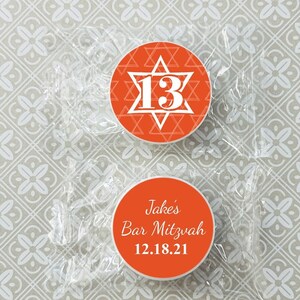 Printed Personalized Life Savers® Mints Candy Favors with Mitzvah Labels, Bat Mitzvah Bar Mitzvah Life Savers Mint Favors CL97 (Set of 50)