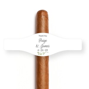 Printed Personalized Cigar Band Labels Botanical Greenery Design Wedding Favors, Cigar Stickers Favors (Set of 18)