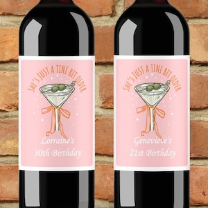 She&#39;s Just A Tini Bit Older Printed Personalized Wine Bottle Labels Design Favors, Birthday Wine Champagne Bottle Stickers CL204 (Set of 12)
