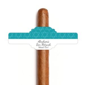 Printed Personalized Cigar Band Mitzvah Labels, Bat Mitzvah Bar Mitzvah Party Favors, Labels Stickers for Cigars CL97 (Set of 18)