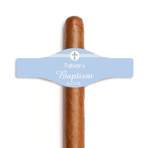 Printed Personalized Cigar Band Cross Labels, Baptism Christening Labels Stickers for Cigars (Set of 18)