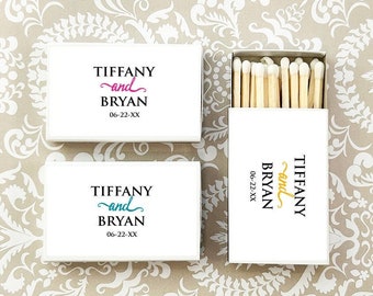 Wedding Bulk Matches, Couples Names And Personalized Matchboxes Matches, Names Matchboxes Wedding Party Favors, Set of 50