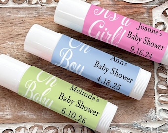 Printed Personalized Mini Lip Balm with Oh Baby Babies Labels, Vanilla Filled Lip Balm Baby Shower Party Favors CL78  (Set of 12)