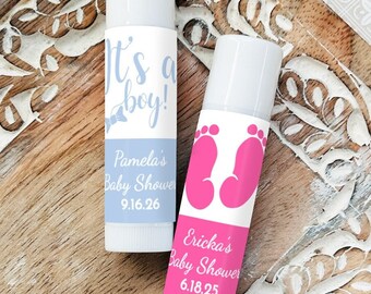 Printed Personalized Mini Lip Balm with Baby Shower Labels, Vanilla Filled Lip Balm Baby Shower Party Favors CL108  (Set of 12)