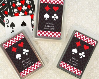 Wedding Bulk Playing Cards Favors, Chevron Card Suits Personalized Playing Cards Favors, Playing Cards Wedding Party Favors, Set of 10