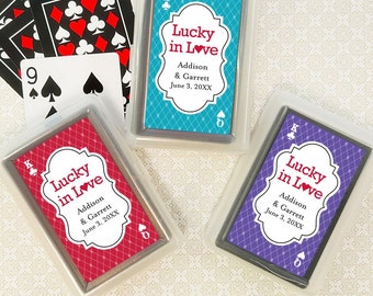Wedding Bulk Playing Cards Favors, Lucky In Love Personalized Playing Cards Favors, Playing Cards Wedding Party Favors, Set of 10