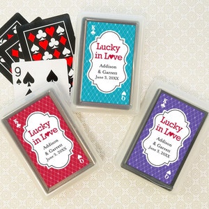 Wedding Bulk Playing Cards Favors, Lucky In Love Personalized Playing Cards Favors, Playing Cards Wedding Party Favors, Set of 10