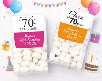 Personalized 70th Birthday Tic Tac Favors (Set of 12)