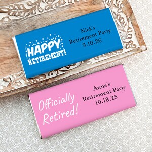 Printed Personalized Hershey&#39;s Chocolate Bars Retirement Labels, Hershey&#39;s Chocolate Bars Retirement Retired Party Favors CL169, (Set of 12)