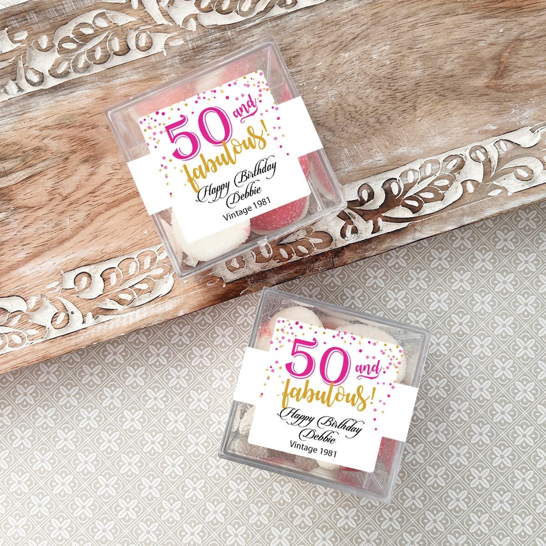 Personalized Square Shaped Acrylic Plastic Favor Boxes With 50 and