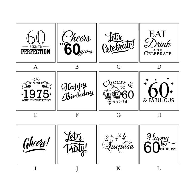 Printed Personalized Mini Candy Jar With 60th Birthday Labels, Empty ...