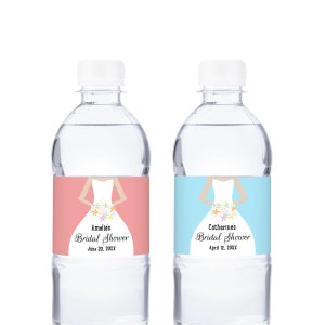 Labels Only, Printed Personalized Water Bottle Labels Bridal Shower Dress, Bridal Shower Water Bottle Stickers CL5 (Set of 12)