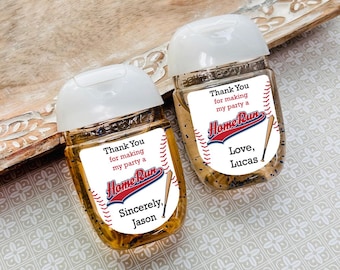 Baseball Birthday LABELS Only Personalized Labels For Sanitizers, Birthday Loop or Vertical Labels, CL98 (Set of 18)