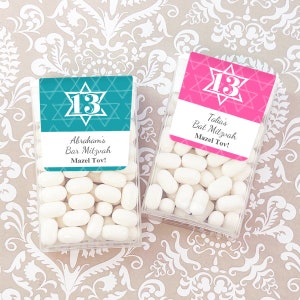 Printed Personalized Tic Tacs Mint Candy with Mitzvah Labels, Bat Mitzvah Bar Mitzvah Party Favors CL97 (Set of 12)