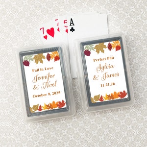 Fall Wedding Favors, Bulk Playing Cards Favors Personalized Fall Autumn Leaves, Fall Autumn Leaves Playing Cards Favors, CL191-T, Set of 12
