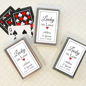 Wedding Bulk Playing Cards Favors, Lucky in Love Personalized Playing Cards Favors, Lucky in Love Playing Cards Wedding Favors, Set of 10