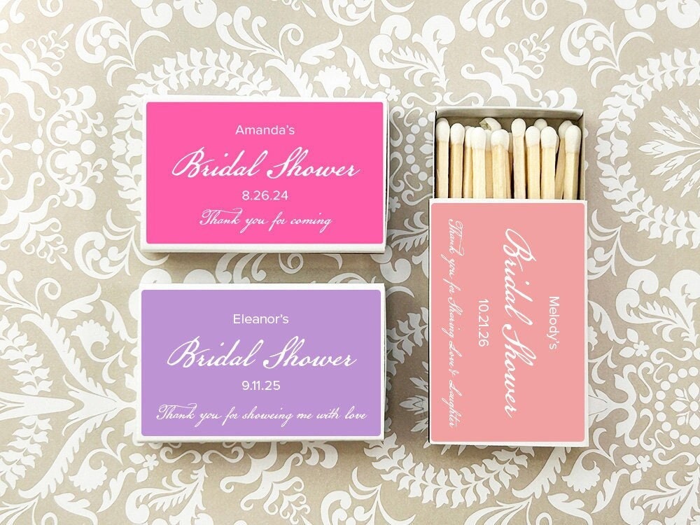 Wedding Bulk Matches, Bridal Shower Personalized Matchboxes, Bridal Shower Matchboxes Wedding Party Favors, CL2 Set of 50