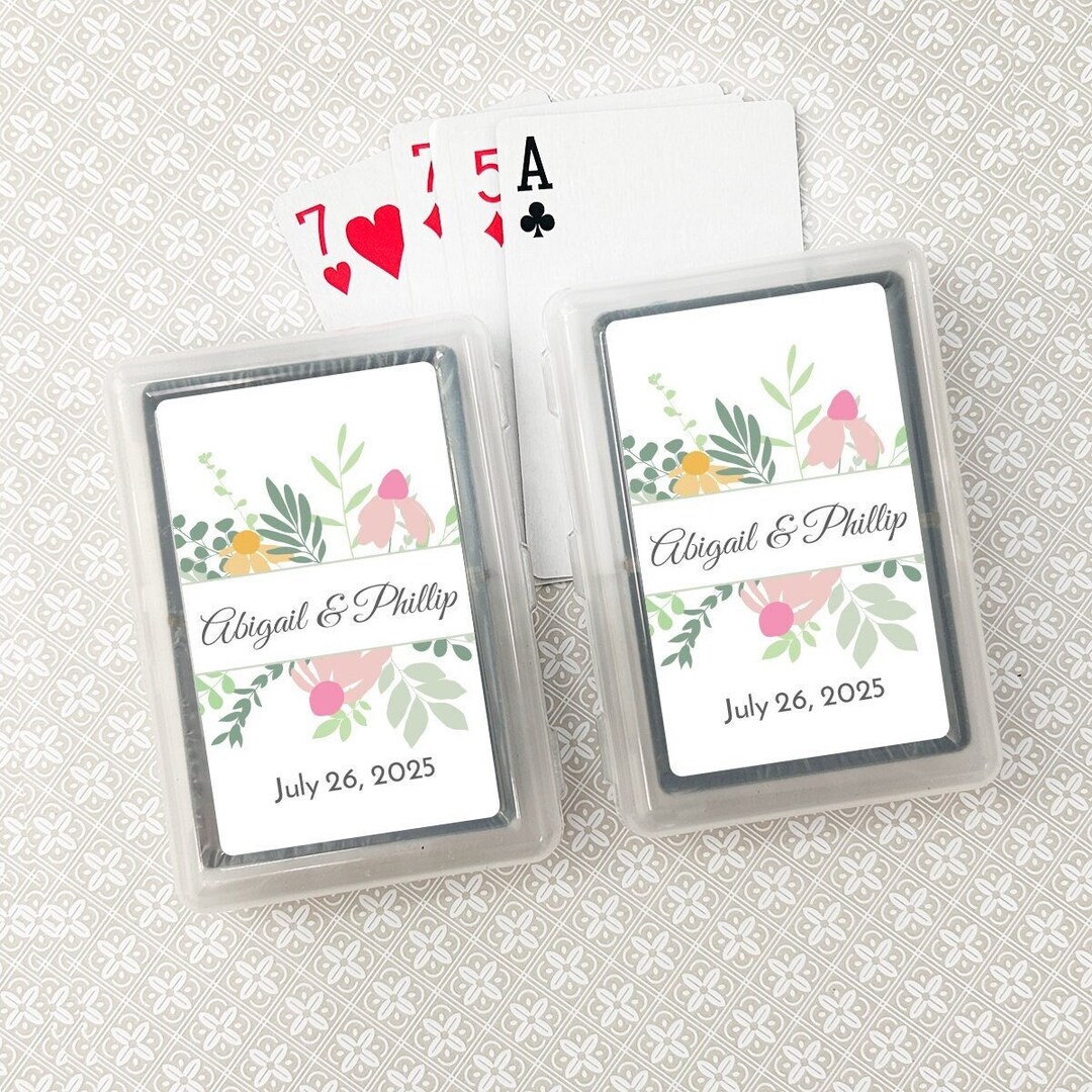 Card Only Labels Printed Personalized Playing Cards With Spring Flowers Labels, Playing ...