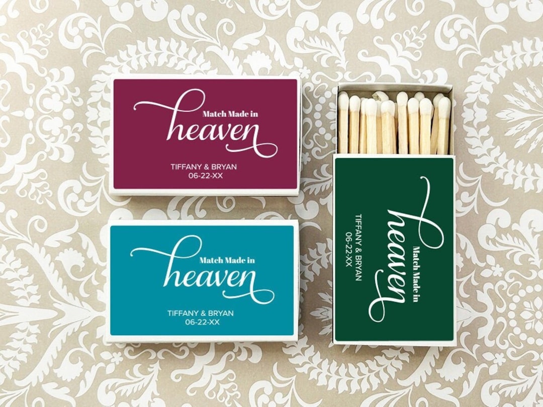 Wedding Bulk Matches, Match Made in Heaven Personalized Matchboxes