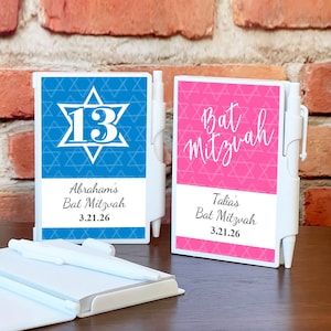 Printed Personalized Notebook with Mitzvah Labels, Notebook Bat Mitzvah Bar Mitzvah Party Favors CL97 (Set of 12)