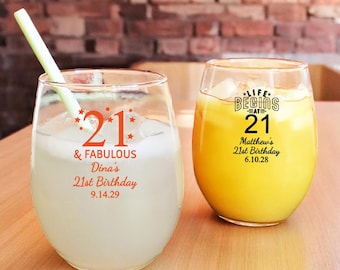 21st Birthday Personalized Stemless Wine Glasses, Party Favors (set of 24)  - Etsy