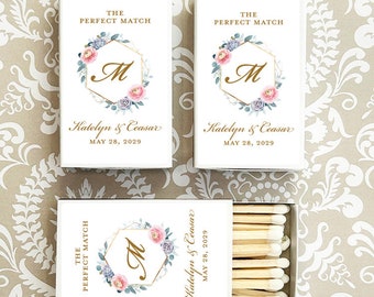 Wedding Bulk Matches, The Perfect Match Monogram Personalized Matchboxes Matches, Matchboxes Wedding Party Favors, Set of 50