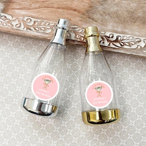 She&#39;s Just A Tini Bit Older Personalized Champagne Bottle Shaped Acrylic Plastic with Labels, Birthday Container Favors CL204-i (Set of 12)