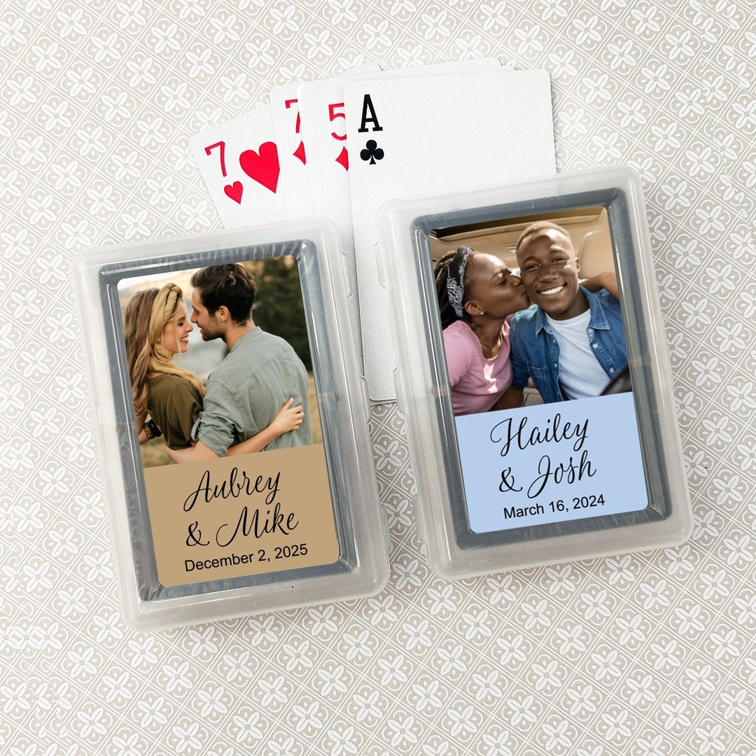 Printed Personalized Playing Cards With Wedding Photo Couple Labels ...