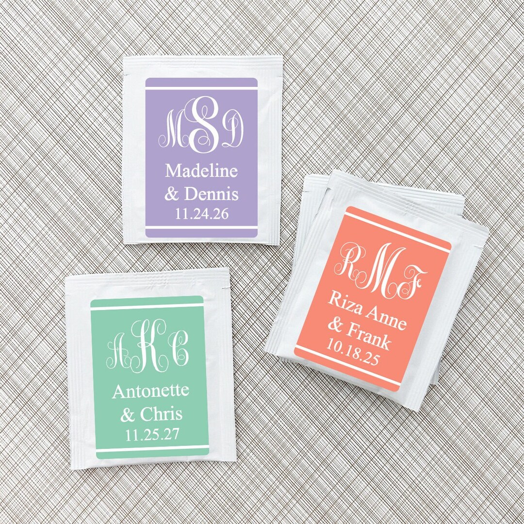 Printed Personalized Tea Bag With Script Monogram Labels Etsy
