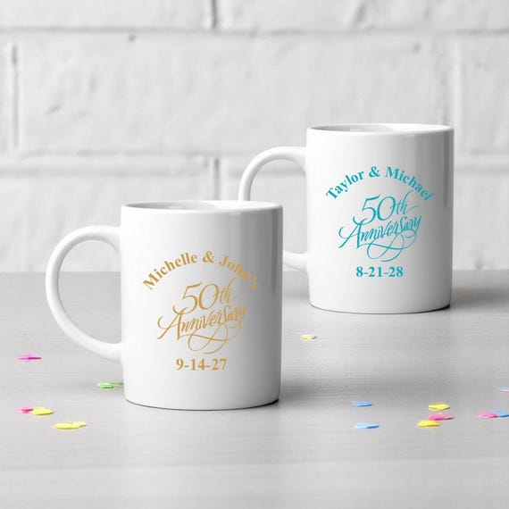 Personalized 50th Anniversary Coffee Mug Favors (set of 12) - Etsy