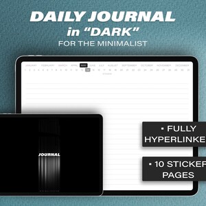 365 Digital Daily Journal in Dark for iPad for Goodnotes and Notability for the Minimalist